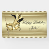 Black Gold Masquerade Party Banner (Horizontal)