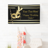 Black Gold Masquerade Party Banner (Insitu)