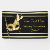 Black Gold Masquerade Party Banner (Horizontal)