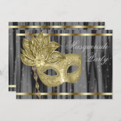 Black Gold Masquerade Party Einladung (Vorne/Hinten)