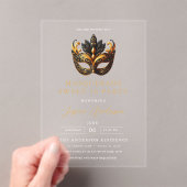 Black Gold Masquerade Sweet 16 Birthday Party Acryleinladungen (Insitu (Handheld))