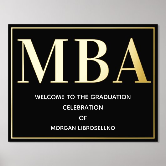 Black Gold MBA Abschluss Willkommen Foliendrucke (Vorderseite)