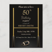 Black & Gold Men's Birthday Invitation Postkarte (Vorderseite)