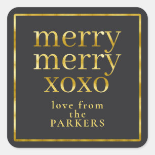 Black Gold Merry Merry XOXO ID1009 Quadratischer Aufkleber