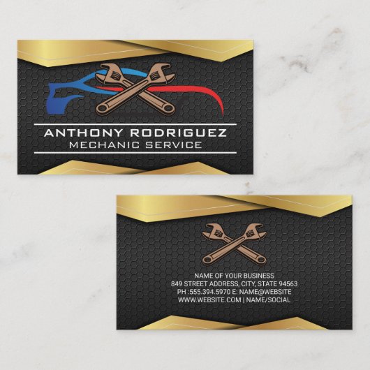 Black Gold Metal | Logo für Sportwagen Visitenkarte (Vorne/Hinten)