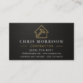 Black Gold Metallic Building Construction QR Code Visitenkarte (Vorderseite)