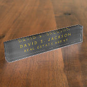 Black Gold Metallic Corporate Custom Beruflich Namensplakette (Seite)