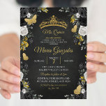 Black & Gold Mexican Charra Mis XV Anos Birthday Einladung<br><div class="desc">Black & Gold Mexican Charra Mis XV Anos Birthday</div>