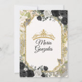 Black & Gold Mexikanische Charra Mis XV Anos Butte Einladung (Rückseite)