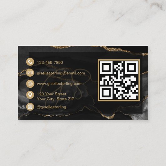 Black Gold Microblading QR Code Visitenkarte (Rückseite)