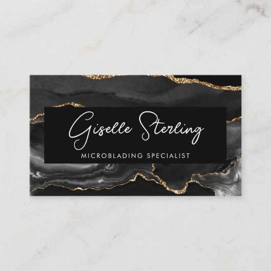 Black Gold Microblading QR Code  Visitenkarte (Vorderseite)