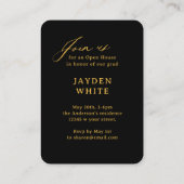 Black Gold Mini Modern Script Photo Graduation Begleitkarte (Rückseite)