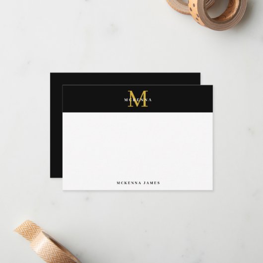 Black Gold Minimal Elegante Einfache Klasse Modern Mitteilungskarte (Vorderseite/Rückseite Beispiel)