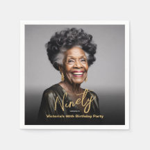 Black Gold Minimal Modernes Foto 90. Geburtstag