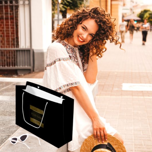 Black Gold Minimal Name Luxury Branding Beauty Große Geschenktüte