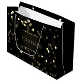 Black Gold Minimal Name Luxury Branding Spark Große Geschenktüte (Vorderseite Schrägansicht)
