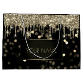 Black Gold Minimal Name Luxury Branding Tropfen Große Geschenktüte (Rückseite)