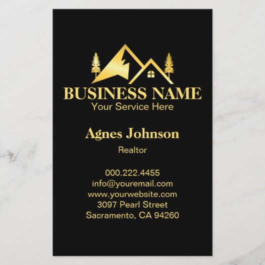 Black Gold Minimal Real Estate Agent House Flyer (Vorne)