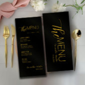 Black Gold Minimal Script Wedding Menü Menükarte