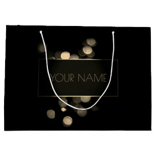 Black Gold Minimaler Name Luxus Branding Lights Große Geschenktüte