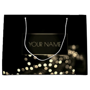 Black Gold Minimaler Name Luxus Branding Lights Große Geschenktüte