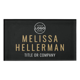 Black Gold Minimalist Logo Employee Namenschild