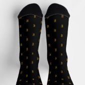 Black & Gold Minimalist Modern Initials Monogram Socken (Oben)