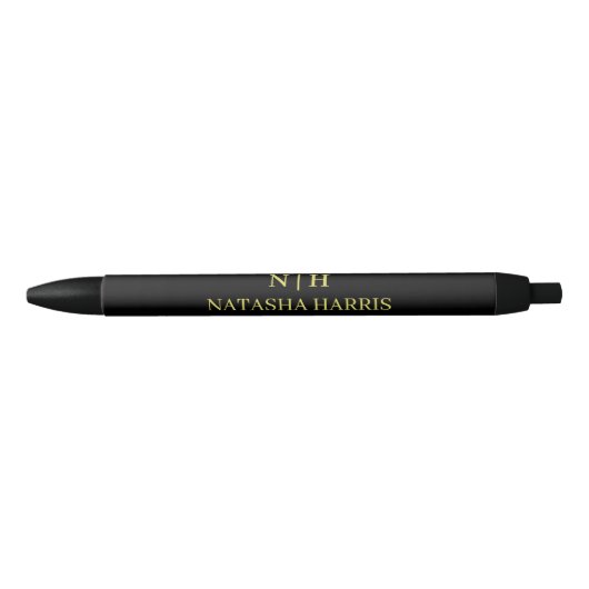 Black Gold Minimalist Monogram Branding pen Kugelschreiber (Vorderseite)