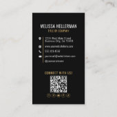 Black Gold Minimalist Photo QR Code Logo Visitenkarte (Rückseite)