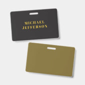 Black & Gold Minimalist Plain Modern Own Name Ausweis (Vorder- & Rückseite)