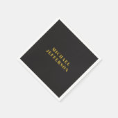 Black & Gold Minimalist Plain Modern Own Name Serviette (Ecke)