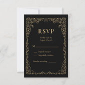 Black Gold Minimalist Wedding RSVP  Karte (Vorderseite)