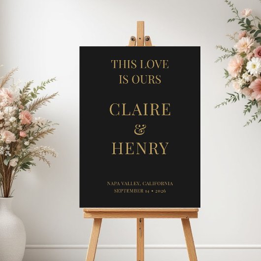 Black Gold Minimalist Wedding Welcome Sign Poster