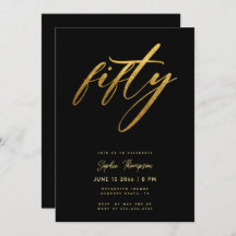 Black Gold Minimalistisch Chic Elegant 50. Geburts