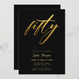 Black Gold Minimalistisch Chic Elegant 50. Geburts Einladung