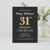 Black Gold Minimalistisch Modern Einfach 31. Gebur Einladung (Stehend Vorderseite)