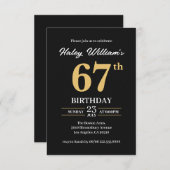 Black Gold Minimalistisch Modern Einfach 67. Gebur Einladung (Vorne/Hinten)