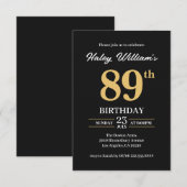 Black Gold Minimalistisch Modern Einfach 89. Gebur Einladung (Vorne/Hinten)