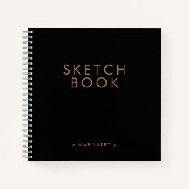 Black Gold Minimalistisches Personalisiertes Sketc Notizblock