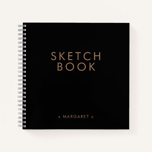 Black Gold Minimalistisches Personalisiertes Sketc Notizblock (Vorderseite)