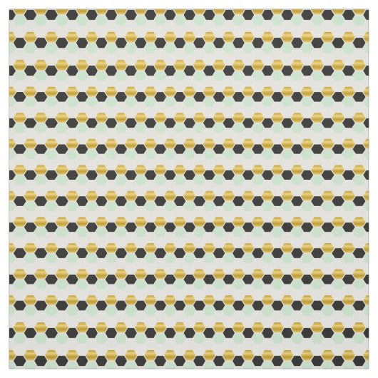 Black Gold Mint Geometric Hex Hexagramm Stoff (Muster)