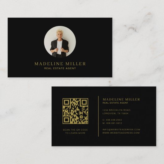 Black Gold Modern Beruflich Real Anwesen Foto Visitenkarte (Vorne/Hinten)