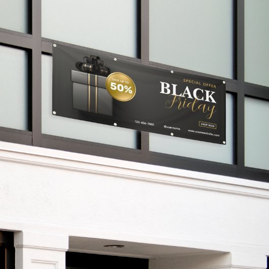 Black Gold Modern Black Friday Verkauf Outdoor Ban Banner (Äußeres Gebäude)