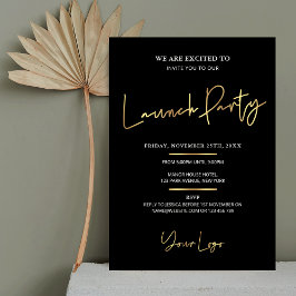 Black & Gold Modern Business Opening Party Einladung