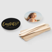 Black Gold Modern Chic Glückwunschs Graduate Foto Fächer (Non-assembled)