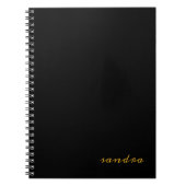 Black Gold Modern Chic Script Girly Monogram Name Notizblock (Vorderseite)