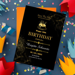 Black Gold Modern Einladung zum Geburtstag