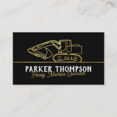 Black Gold Modern Heavy Machine Operator QR Code Visitenkarte (Vorderseite)