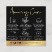 Black & Gold Modern Macarons Pastry Koch Quadratische Visitenkarte (Vorderseite)