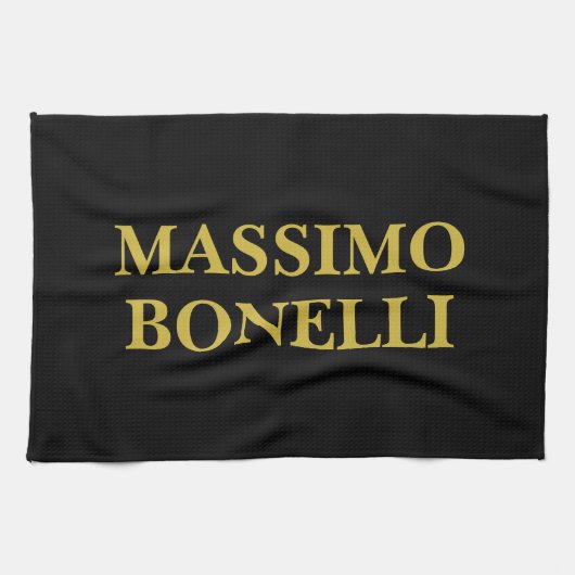 Black Gold Modern Minimalist Elegant Your Name Geschirrtuch (Horizontal)